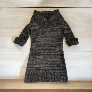 Charlotte Russe Black and Gray Mini Dress with Soft Knit and Cowl Neck